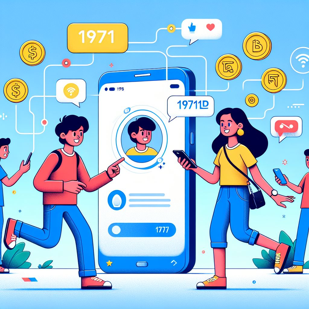 Cartoon Bangladeshi gamer using the 1971BD app on a smartphone with icons and rewards around